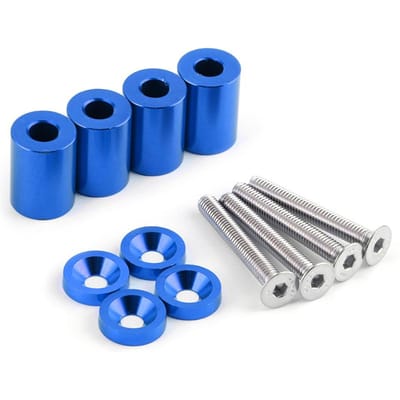 Aluminiumlegering Motorkapverhogers Motorkapventilatie Spacers Schroeven Kit Gemodificeerde Onderdelen voor Raceauto blauw