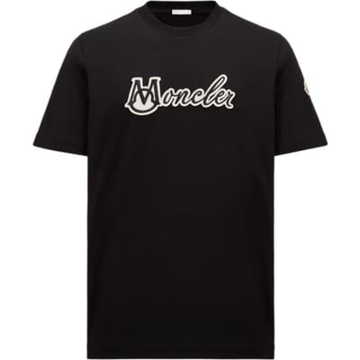 Moncler Logo Geborduurd Losse Pasvorm Ronde Hals T-shirt Heren Tops Zwart K1-091-8C00011-89AJS-999 S black