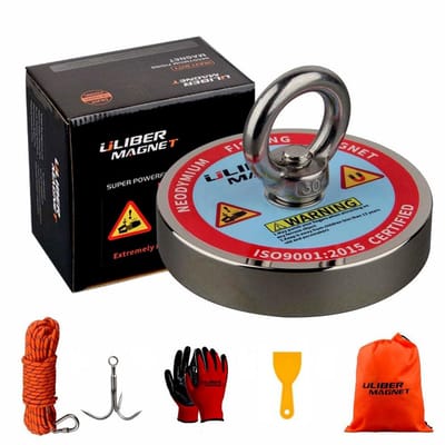 Zeer Sterke Magneet Ø90mm met Koord - 400 kg Trekkracht - Neodymium N52