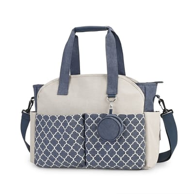 Luiertas - Grote multifunctionele luiertas voor baby's - Reisluiertas voor dames (Donkerblauw + Beige）