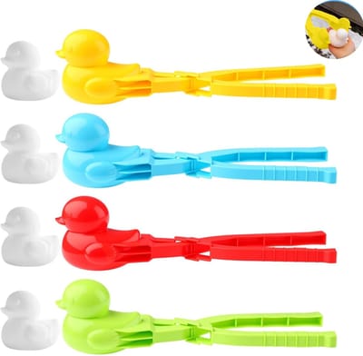 4 stuks - Sneeuwballen maken - Winter sneeuwspeelgoed - Sneeuwballenclip - Cartoon eendvormige sneeuwballenclip - Sneeuwballenmaker met handvat - Winter strandspeelgoed voor buiten - Geschikt voor buitenactiviteiten (willekeurige kleur)