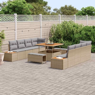 vidaXL - Tuinbank - Set - 11 - st - 10-Aantal - zitplaatsen - Beige - en - Lichtgrijs