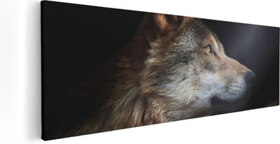 Artaza Canvas Schilderij Wolvenkop - 60x20 cm - Muurdecoratie Wolf - Wanddecoratie Dieren - Kamer Accessoires