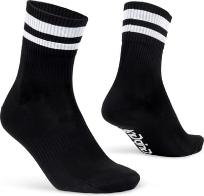 GripGrab - Original Stripes Crew Zomer Fietssokken Gestreepte Retro Wielersport Sokken Coolmax - Unisex - Zwart - Maat XS (35-38)