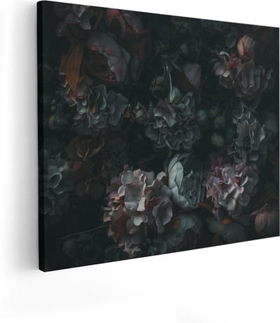 Artaza Canvas Schilderij Bloemen In Het Donker - Duisternis - 100x80 - Groot - Foto Op Canvas - Canvas Print