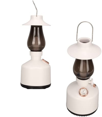 Allecto - Vintage Lantaarn - Draagbare Campinglamp - 360 Graden Surround Sound - Wit - Nachtlampje met Muziek - Waterdicht - Geschikt voor Avondje ...