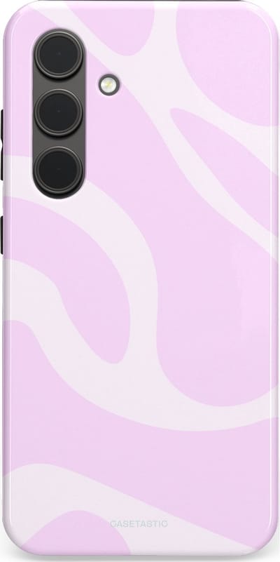 Casetastic hoesje geschikt voor Samsung Galaxy S24 - Dubbellaagse bescherming - Vrolijk Roze Suikerspin Curves - Fashion Case - Lichtroze Wit