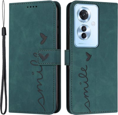 Coverup Hoesje - Geschikt voor OPPO Reno11 F 5G Hoesje - Coverup Smile Book Case - Groen