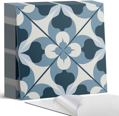 Coloray Plaktegels - Abstract geometrisch patroon Zelfklevende Tegels - 20 cm x 20 cm - Blauw Plaktegels - 20 stuks - Vierkant PVC Tegels - Plaktegels Badkamer - Plaktegels Vloer - Vinyl Tegels - Wandtegel Zelfklevend