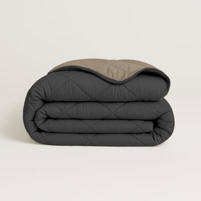 Y-NOT - Dekbed Zonder Overtrek 140x220 - All Season - Zacht & Wasbaar - Antracite/Taupe
