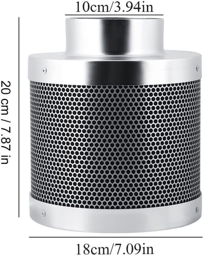 Dailygoods- Koolstoffilter 99,9% ontgeuringscapaciteit - Actieve koolstoffilter - Luchtfilter - Afvoerluchtfilter - Kweekfilter - Ø 100 mm, 350 m3/h