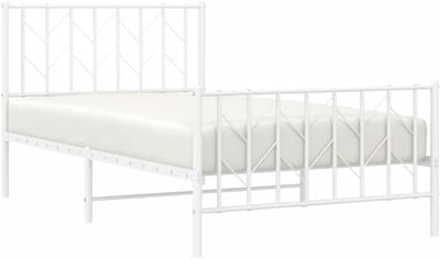 Metalen Bedframe - Ledikant Eenpersoons - Slaapkamer Meubel - Hoofd en Voeteneinde - 100x190 cm - Wit