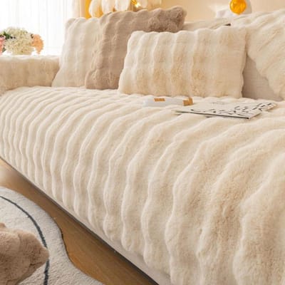 Konijn Pluche Bankhoezen Zacht Verdikken Antislip Zitplaatsen Bankhoes L-vormige Hoekbank Slipcover Beschermer Kussenhoezen 70x70cm 1pc