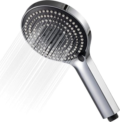 Handdouche met 6 Massage Levels en Waterbesparing, Grote Chrome Douchekop (Φ130mm) voor een Luxe Douche-ervaring