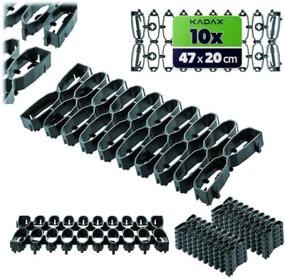 KADAX gazonbeschermroosters voor robotmaaiers, 47 x 20 cm, 10 stuks, gazonbeschermroosters tegen beschadiging door robotmaaiers, kunststof gazonroosterpanelen (groen)