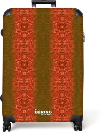 NoBoringSuitcases.com® - Koffer groot - Reiskoffer lichtgewicht - Rood groen slangenhuid met symmetrische schubstructuur - Rolkoffer met 4 wielen - Grote trolley XL - 98 liter bagage
