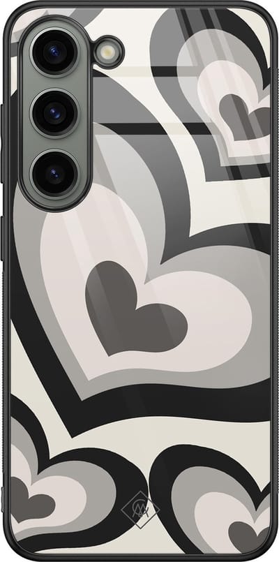 Casimoda® hoesje - Geschikt voor Samsung Galaxy S23 - Hart Swirl Zwart - Luxe Hard Case Zwart - Backcover telefoonhoesje - Zwart