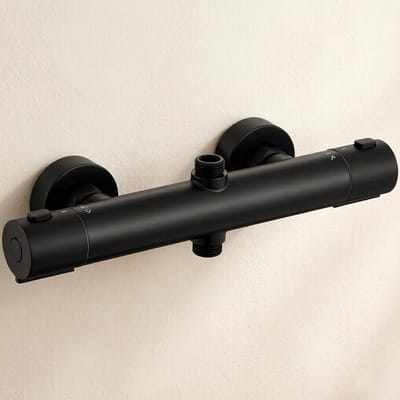 Auralum Max Thermostatische Douchekraan - 15 cm - Douchemengkraan met 2 Uitgangen - Waterbesparend - Inclusief koppelingen - Zwart