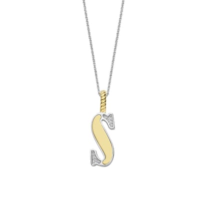 TI SENTO Dames Hanger - 925 zilver - Letter S - Zirkonia met geel verguld - 6840ZY_S