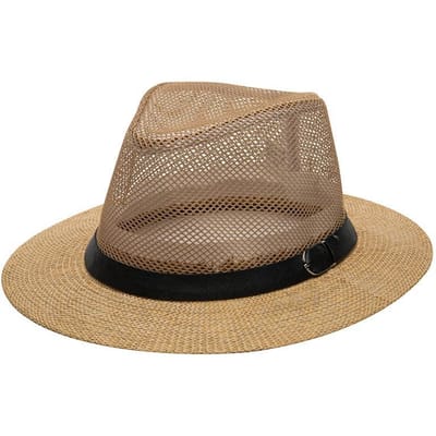 Hoed Mannen Hoge Hoed Zomer Zonneklep Zon Hoed Ademend Koel Hoed Zonnebrand Gras Hoed Mannen M（58-60cm） kaki