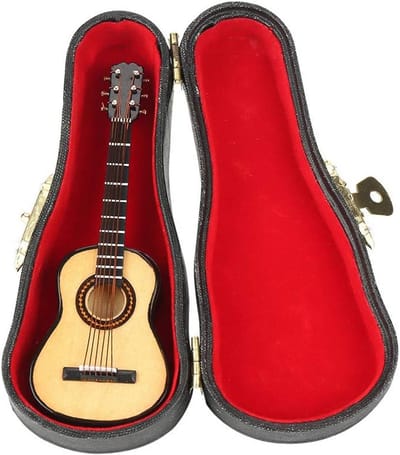 Decoratieve Houten Miniatuur Gitaar Model met Standaard - Miniatuur Muziekinstrument voor Decoratie