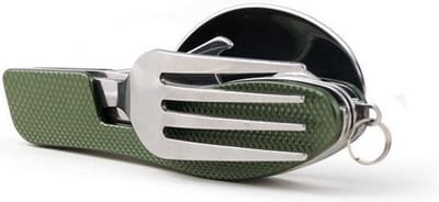Scoby - Inklapbaar Survival Bestek - Blikopener en Outdoor Gereedschap - Camping Cutlery - 18CM - Groen