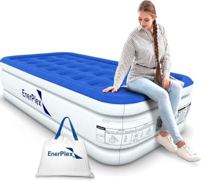 Opblaasbaar Twin Luchtbed met Ingebouwde Pomp - Ideaal voor Camping en Thuis