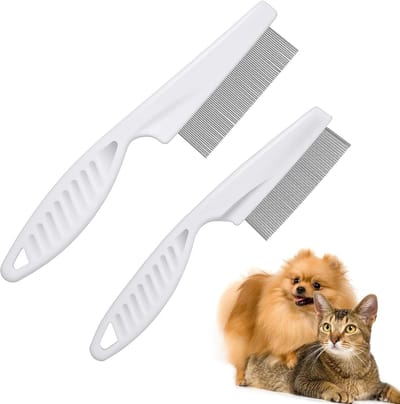 Daity 2 stuks - Vlooienkam voor honden en katten - roestvrijstalen kam voor de verzorging van huisdieren - fijne kam voor honden - hulpmiddel voor het verwijderen van dierenhaar voor verzorging - massage en reiniging (2 maten)