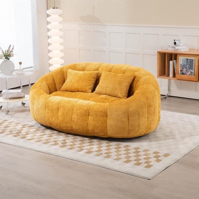 Zitzak Sofa - Luie Stoel - Ontspannen Zitten - Hoge Veerkracht Schuim - 150x95x63cm - Geel