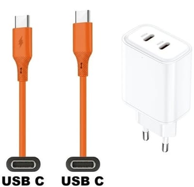 35W super snellader met 2 poorten USB C en USB C + 1,0m USB C naar C kabel. Universele PD lader. Oplader adapter past op Google Pixel 1, 2, 2XL, 3, 3XL, 3a, 3a XL, 4, 4XL, 4a, 5, 5a, 6a, 7, 7 Pro, 8, 8a, 8 Pro, 9, 9 Pro, 9 Pro XL, 9 Fold, C, XL