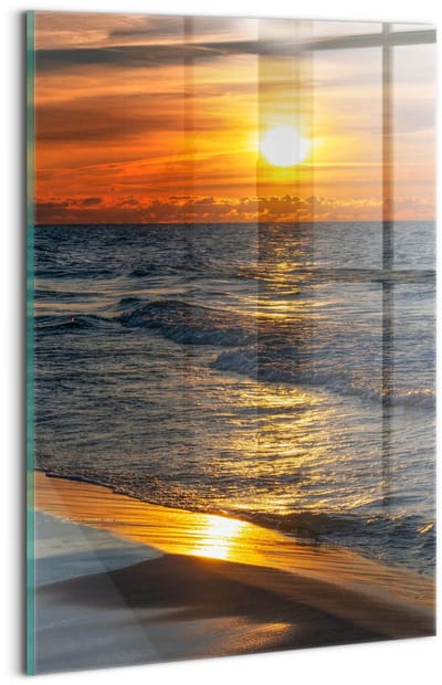 Wallfluent Glasschilderij - Władysławowo, Oostzee Glas Foto - 20x30 cm - Grijs Verticale Muurschildering - Landschap Glazen Schilderij - Foto Op Glas - Foto Schilderij Op Glas