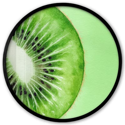 Poster in lijst Rond - Fotolijst 40x40 cm - Posters - Kiwi - Groen - Fris - Ronde posterlijst zwart - Decoratie - Wanddecoratie woonkamer - Muurdecoratie slaapkamer