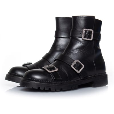 Hank platte juwelen gespschoen enkelboots