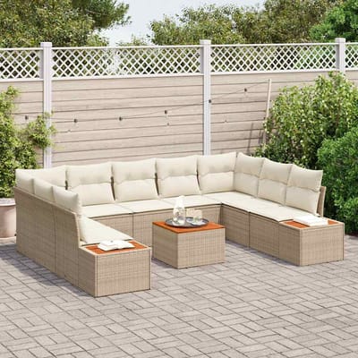 vidaXL - Tuinbank - Set - 5 - st - 9-Aantal - zitplaatsen - Beige - en - Crème