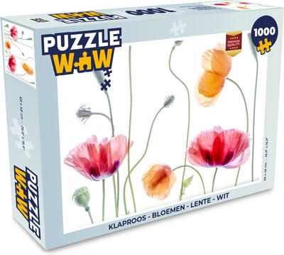 Puzzel Klaproos - Bloemen - Lente - Wit - Legpuzzel - Puzzel 1000 stukjes volwassenen