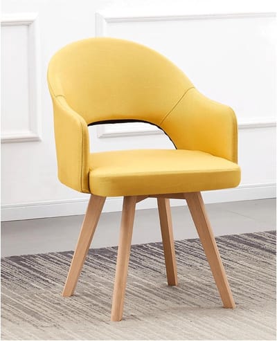 Bureaustoel - Kantoorstoel Fauteuil - Comfortabel Werken - Draaibare Zitting - Zonder Wielen - Geel