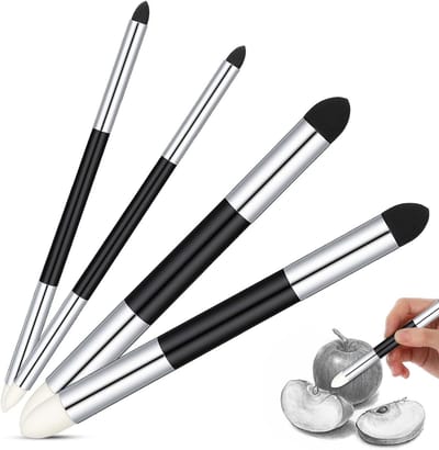 Set van 4 Mengsponzen en Gum voor Tekenen - Dubbelzijdige Gummetjes en Pastelkrijt Accessoires voor Professionele Kunstenaars en Schetsen