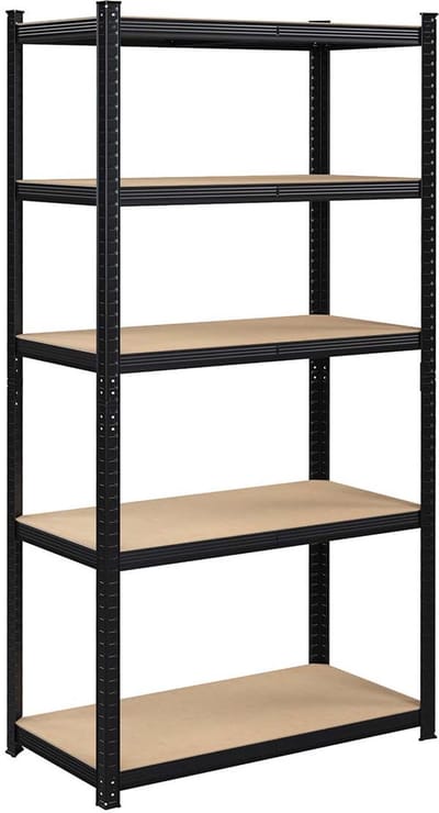 Opbergrek 1-delige set staand opbergrek met 5 lagen planken, stevig metalen frame, elke plank kan tot 175 kg dragen, geschikt voor garage, kelder en keuken, 40 x 90 x 180 cm,zwart