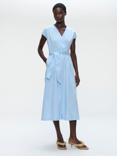 Poplin long dress 2945 | Light Blue - Light Blue / S