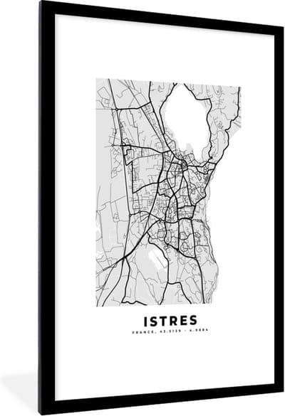 Fotolijst incl. Poster - Frankrijk - Plattegrond - Kaart - Istres - Stadskaart - 80x120 cm - Posterlijst
