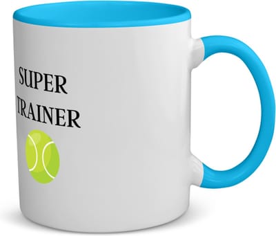 Akyol - super trainer koffiemok - theemok - blauw - Sport - coach - tennisbal - trainer - geschenk - verjaardag - love gift - 350 ML inhoud