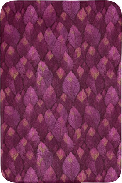 Badmat 60x90 cm - Antislip - Bladeren - Patroon - Burgundy - Badmatten voor badkamer - Badkamermat - Douchemat - Badkamer mat