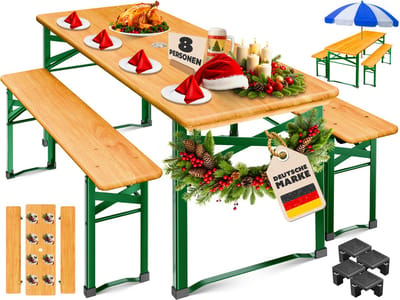 KESSER® Biertafel met Banken 3-delig - inklapbare tafel van hout met 2x bierbanken