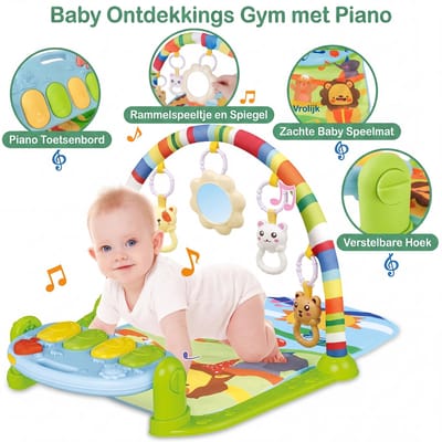 Babygym - Speelmat met speeltjes en Piano - vanaf 0 jaar - fitness mat - baby speelkleed - muziek en speeltjes - Viva Kids