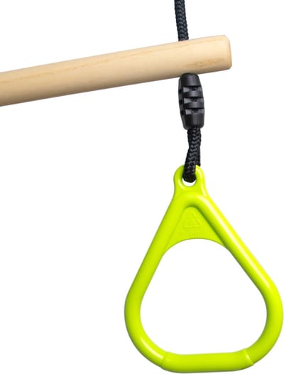 BOOST2 trapeze met Kunststof Ringen limoen groen met zwart-touw voor schommel