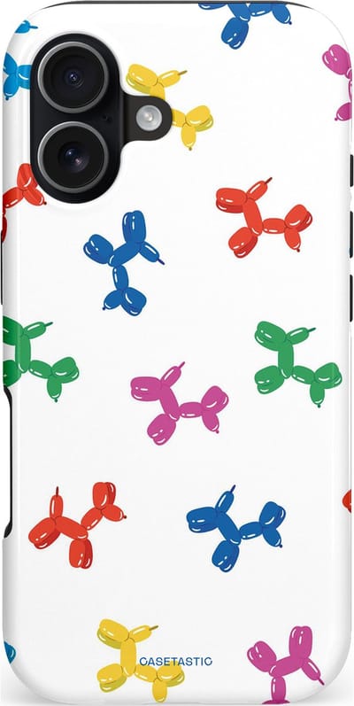Casetastic hoesje geschikt voor Apple iPhone 17 - MagSafe - Dubbellaagse bescherming - Ballonnen hondje - Fashion Case - Wit