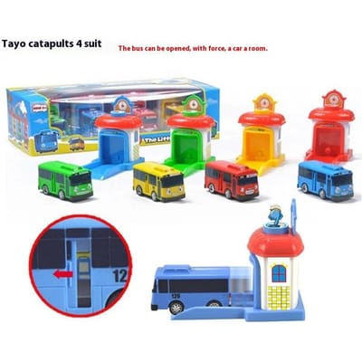 Tayo Minibus Slingsho Krijger Auto Speelgoed Set Doe-het-zelf Baan Tayo Cartoon Auto Speelgoed Collectie Automodel Vakantiecadeau