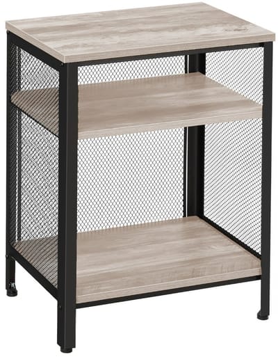 Hoppa! | Bijzettafel | Greige & Zwart | Mesh & Staal | 49 x 35 x 63 cm (B x D x H)