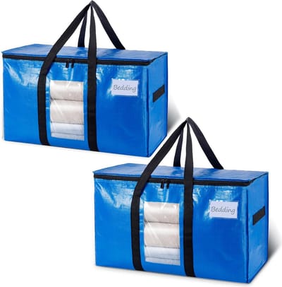Extra Grote Opbergzakken met Ritssluiting - Ruimtelijke Verhuistas voor Kleding, Beddengoed en Meer, Blauw