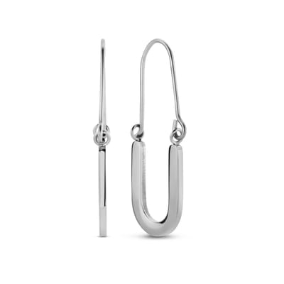 MIASOPHIA 4-MS22022 Stalen Oorhangers Paperclip - 34mm Lengte - 12mm Breed - Staal - Zilverkleurig